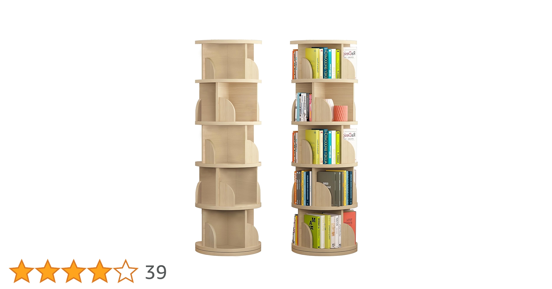 Amazon｜Fuwata 本棚 回転式本棚 大容量 直径46CM 漫画絵本棚 タワー